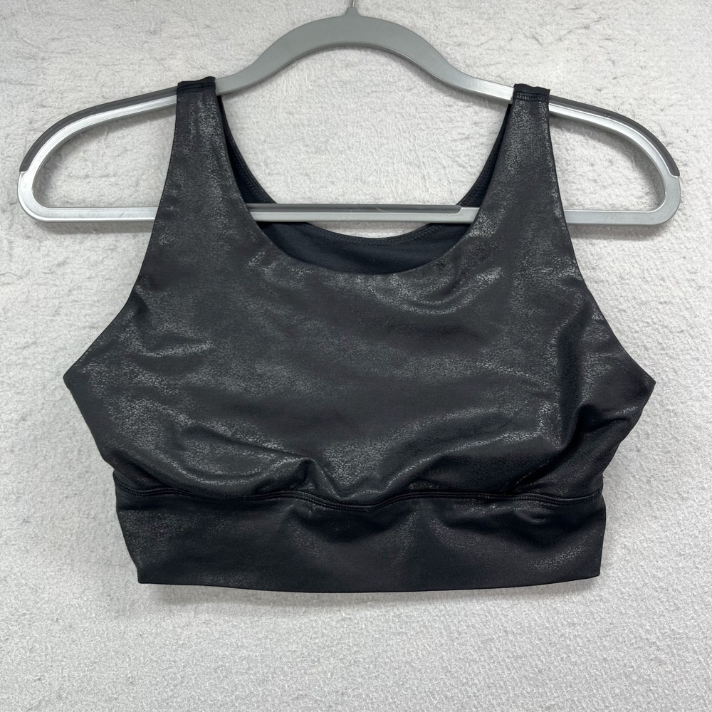 Offline by Aerie Sports Bra Womens Medium Black Shimmer Foil Keyhole Crop Top